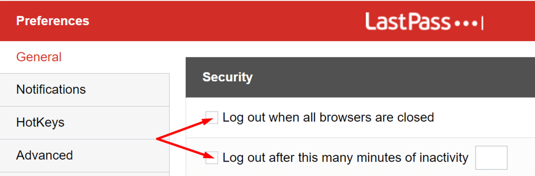 lastpass automatiska utloggningsinställningar