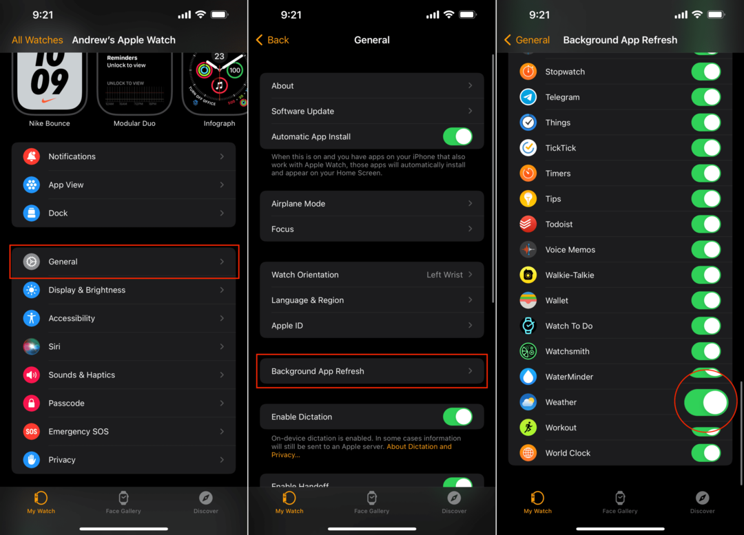 Apple Watch Weather aktualisiert die Hintergrund-App nicht