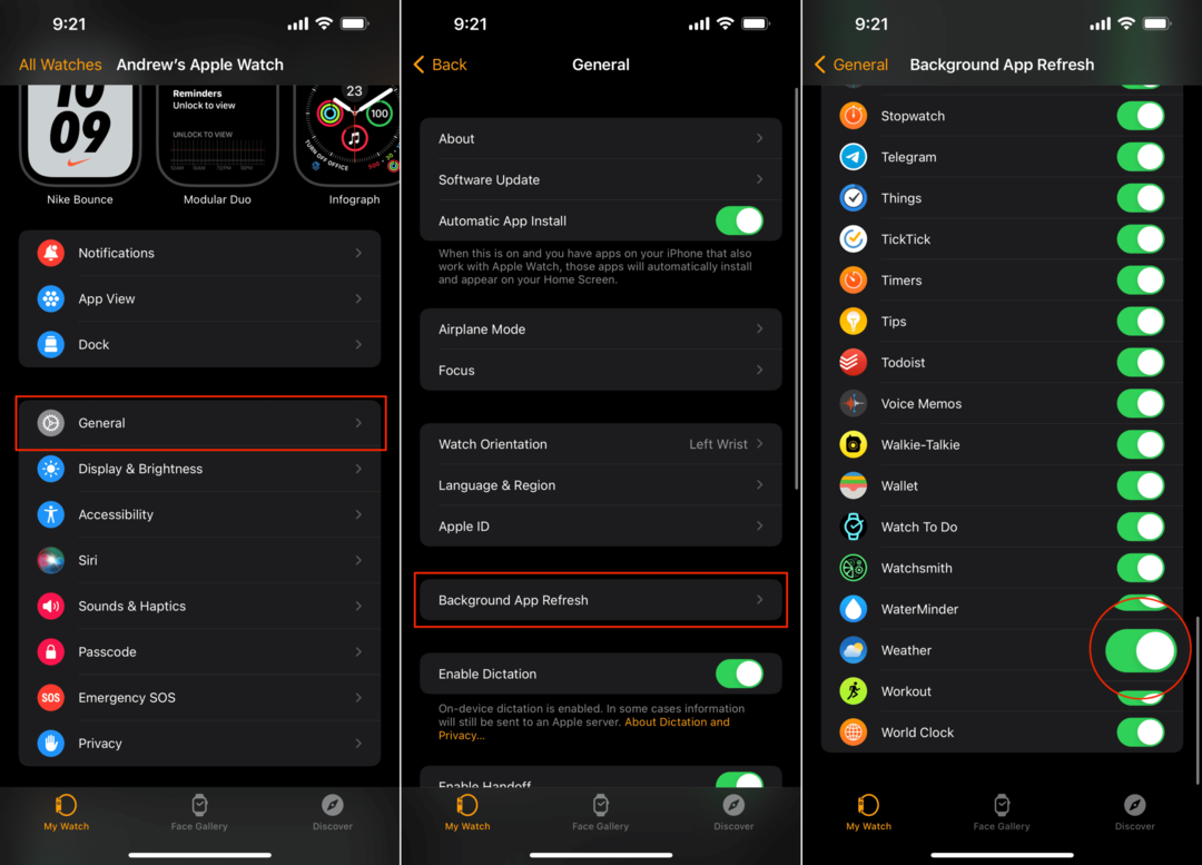 Apple Watch Weather Tidak Memperbarui Penyegaran Aplikasi Latar Belakang