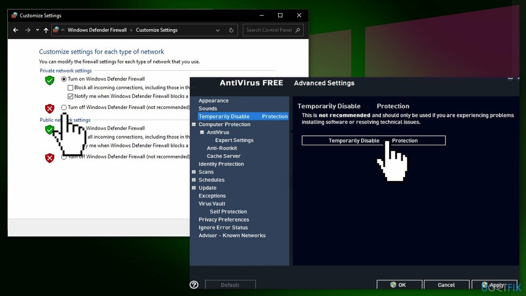 Απενεργοποιήστε το τείχος προστασίας και το λογισμικό προστασίας από ιούς