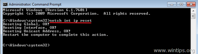 netsh int ip reset