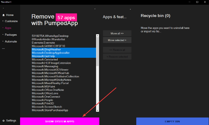 Visa systemappar