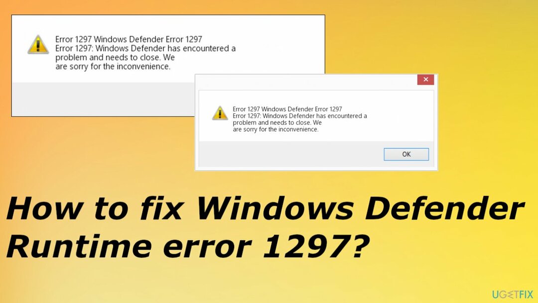 Chyba běhu programu Windows Defender 1297