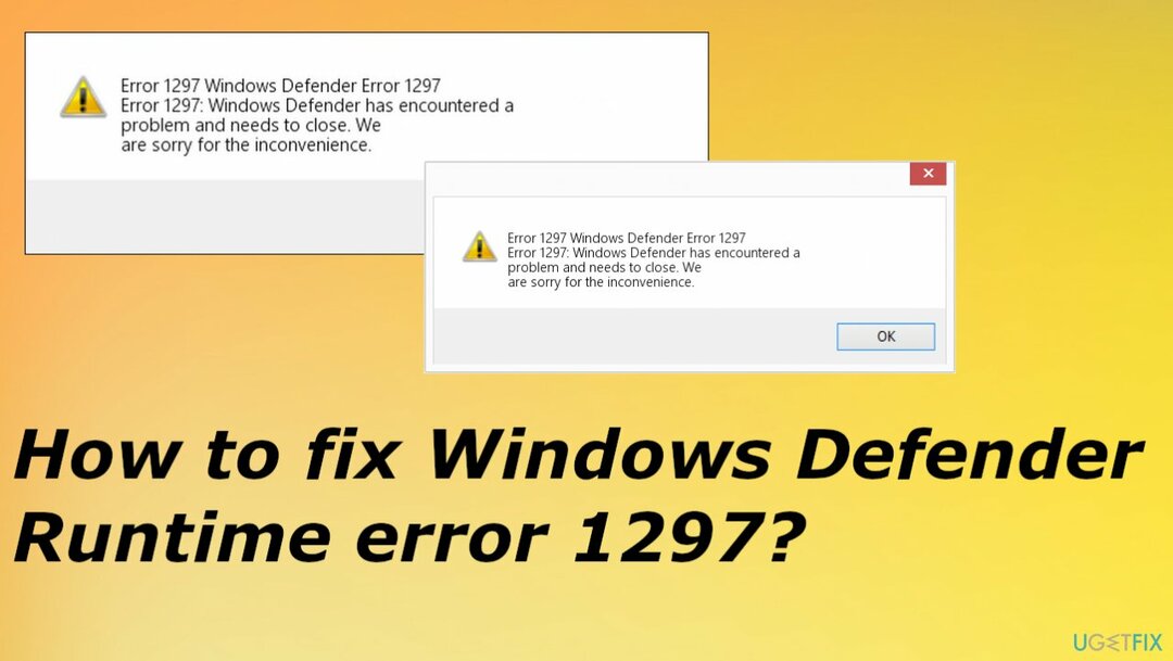 Erreur d'exécution Windows Defender 1297