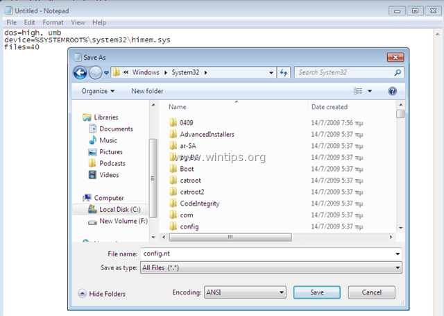 labot autoexec.nt config.nt nav piemērots ms-dos palaišanai 