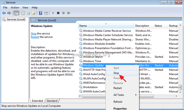 Windows Update-tjenesten stopper