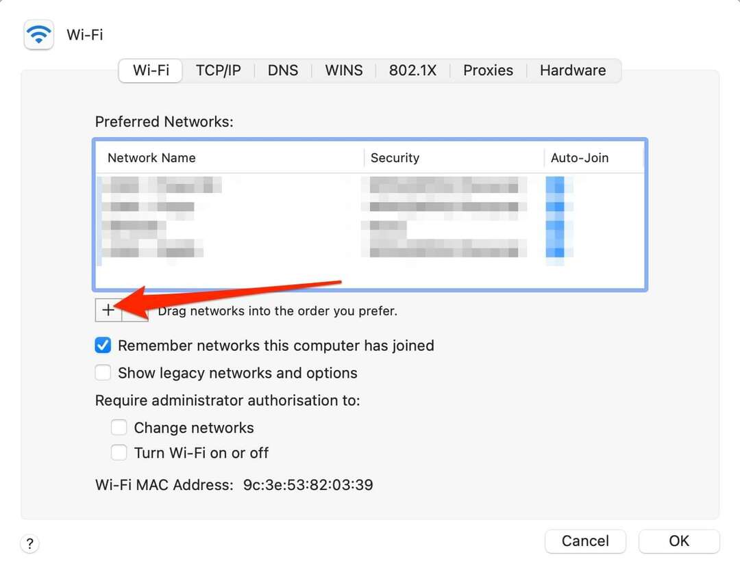 Capture d'écran montrant comment ajouter un réseau Wi-Fi sur Mac