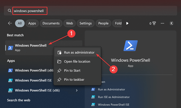 Windows PowerShell (zaženi kot skrbnik)