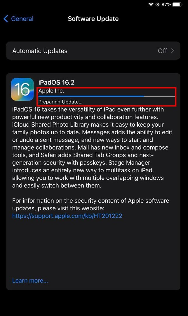 ¿Cuánto tarda iOS 16 en actualizar una estimación?