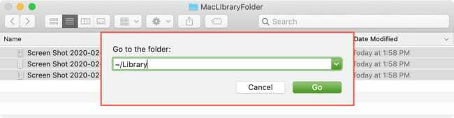 Przejdź do biblioteki folderów Mac