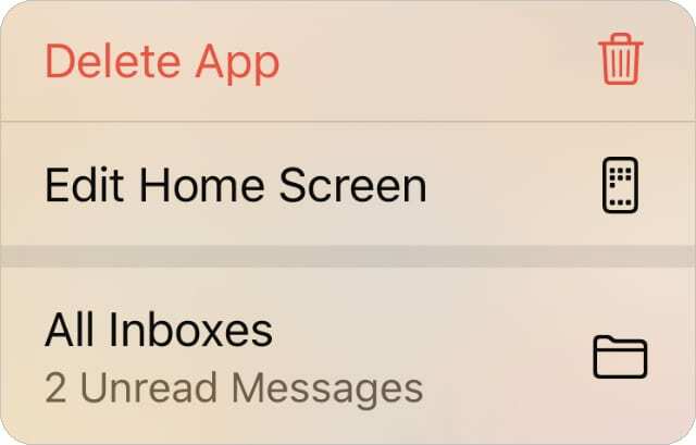 Slett App-alternativet for Mail-appen på iPhone