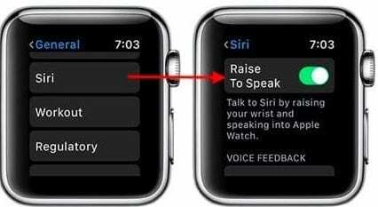 Hæv for at tale Siri Apple Watch