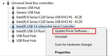 Option de mise à jour du logiciel du pilote USB 3.0