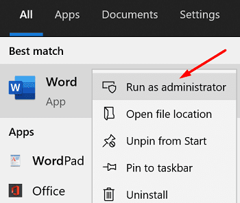 Office-app-run-as-administrator