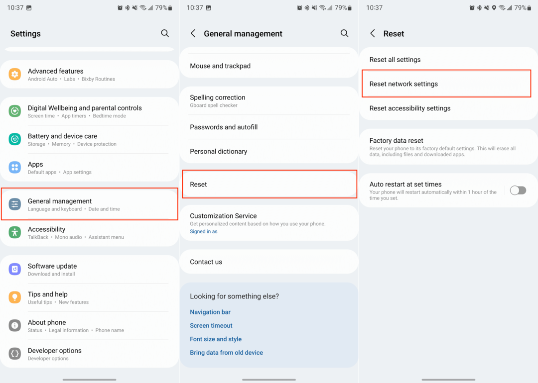 Zresetuj ustawienia sieciowe w Galaxy S22