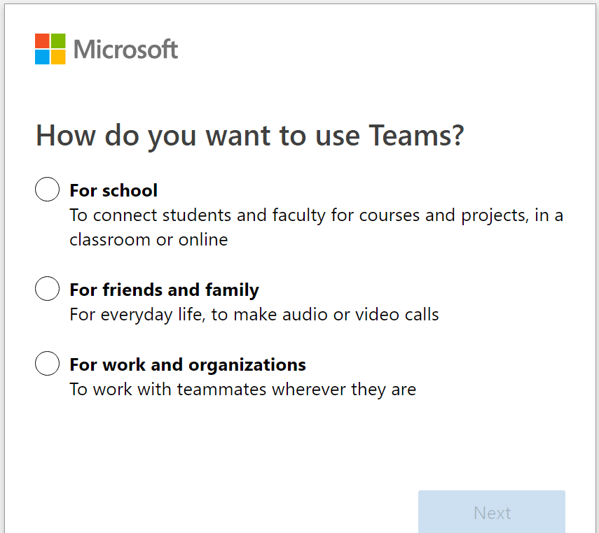 kako biste željeli koristiti Teams