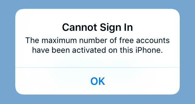 Apple ID a účet iCloud sa nemôžu prihlásiť, maximálny počet bol aktivovaných