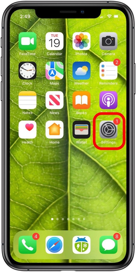 aplicativo de configurações do iphone