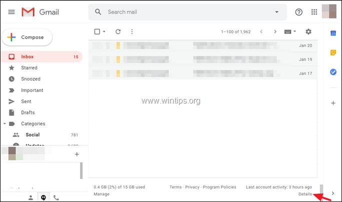 Come visualizzare l'attività di accesso a Google Mail 