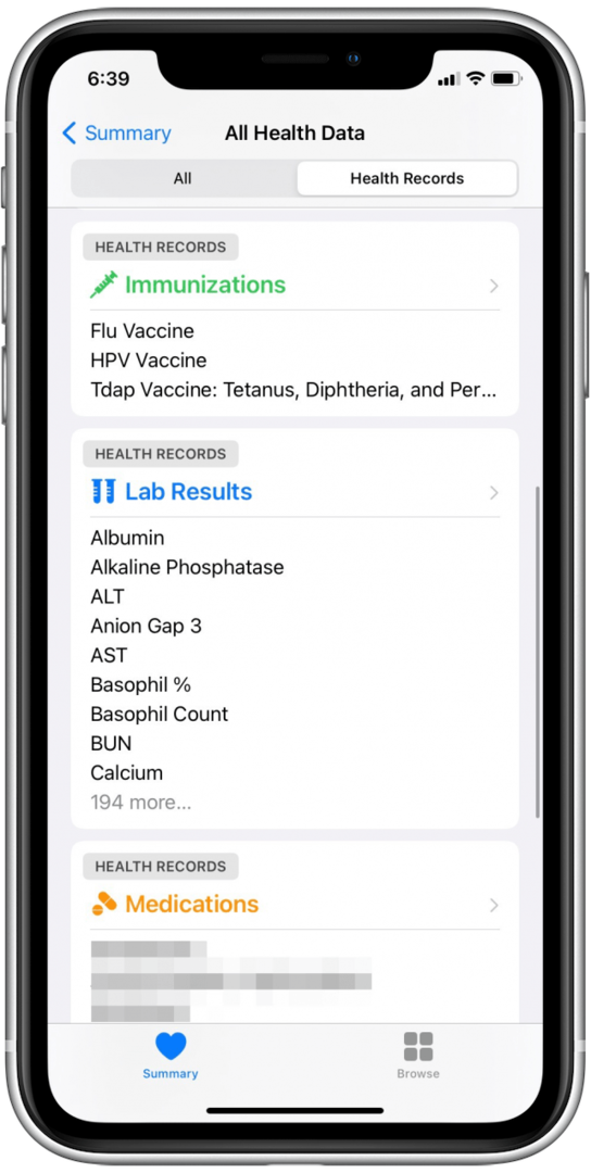 Uso compartido de la aplicación Health Record Health