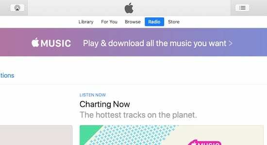 „iTunes“ radijo puslapio ekrano kopija