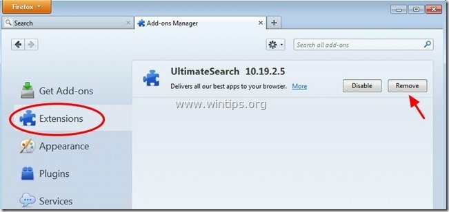 remove-ultimatesearch-extension-firefox