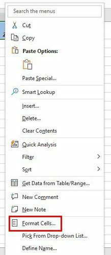 Excel Format Cells