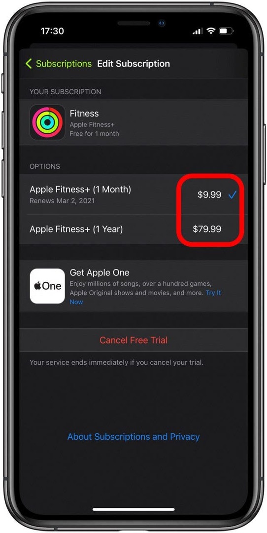 Coût de l'abonnement Apple Fitness+