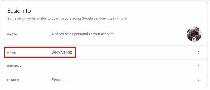 Benennen Sie Google Personal Info