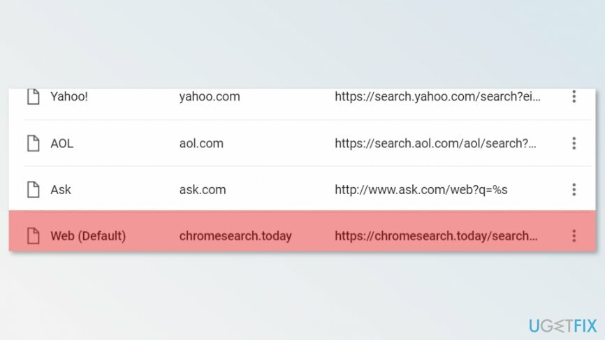 Chrome खोज से संबंधित संदेहास्पद डोमेन निकालें