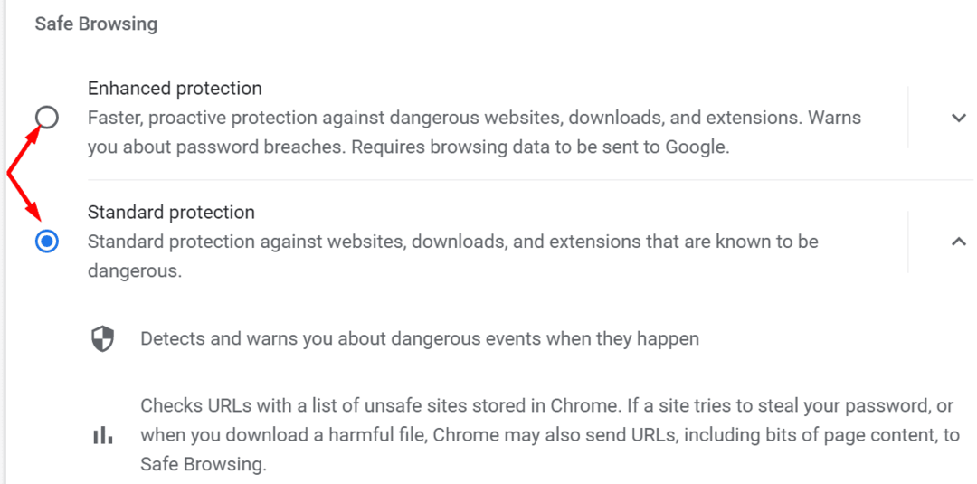 povolit bezpečné procházení Chrome