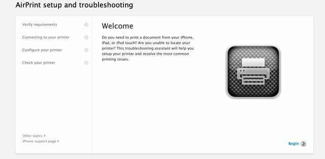 AirPrint felsökningsverktyg