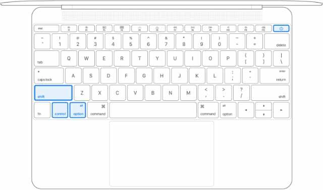 לחצני איפוס SMC עבור MacBook שאינו T2
