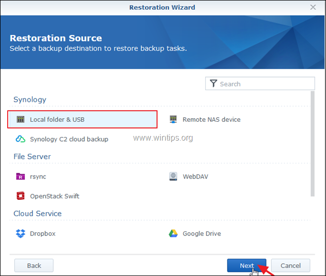 Hyper Backup - استعادة من USB