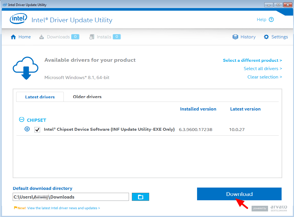 Download do utilitário de atualização do driver Intel®