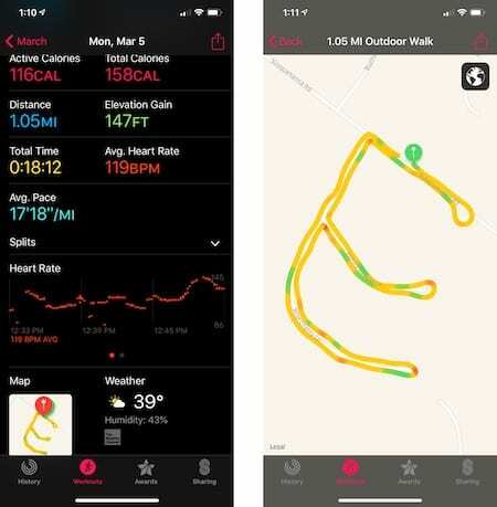 Ruta de entrenamiento del Apple Watch