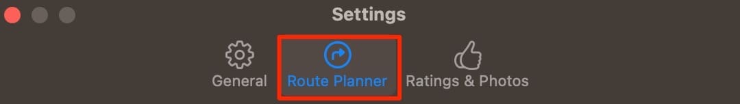 Schermata di Route Planner Mac Maps