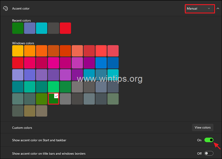 Zmień kolor paska zadań Windows 11