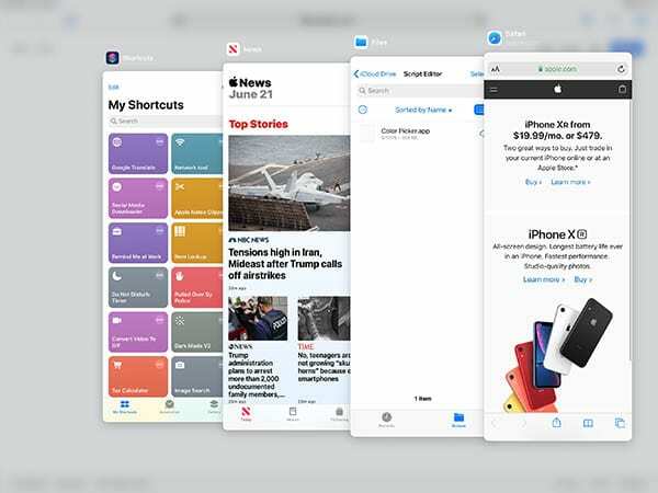 Multitasking iPadOS - Scorri sopra