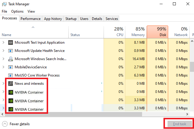 Fechar todos os processos da NVIDIA