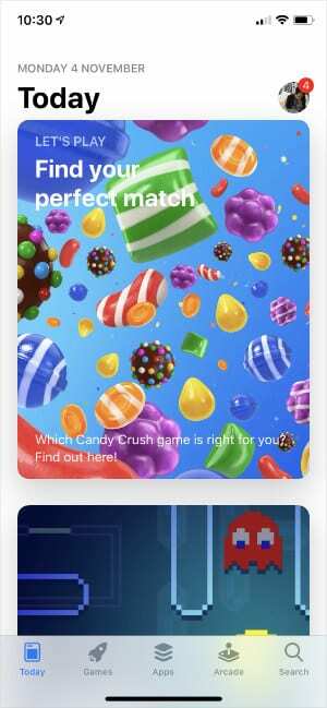 Stranica App Store Today sa značkom ažuriranja