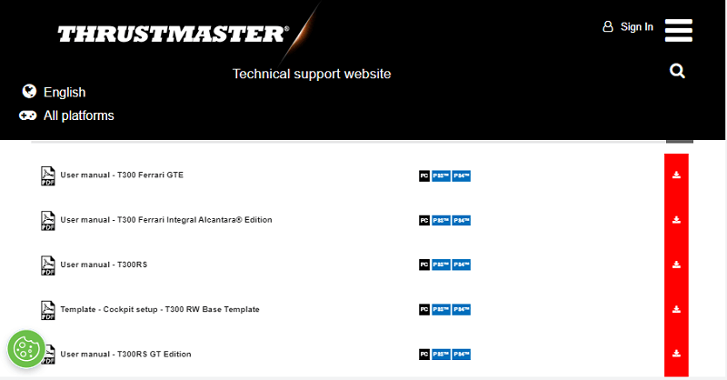 הורדת מנהלי התקנים של Thrustmaster T300