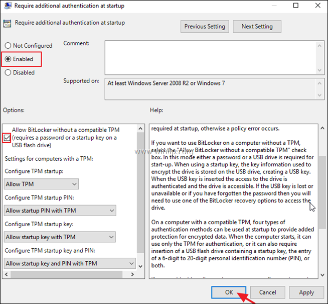 bitlocker tpm gereksinimini devre dışı bırak Windows 10