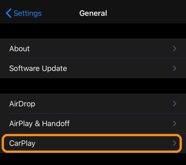 IOS 13+. में सेटिंग जनरल कारप्ले