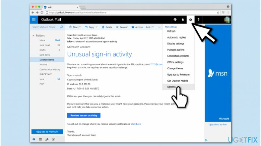 Procedimiento de eliminación de " Actividad de inicio de sesión inusual en la cuenta de Microsoft"
