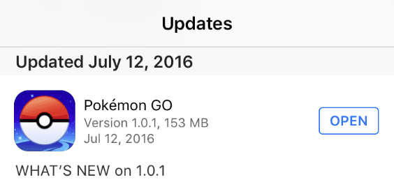 Pokémon Go atualizado