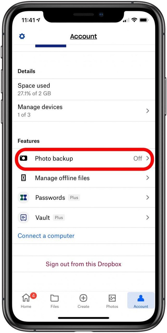 backup automatico delle foto dropbox