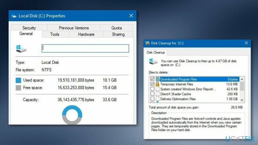 Käytä Windows DISC Cleanup -toimintoa Windows.old-kansion poistamiseen