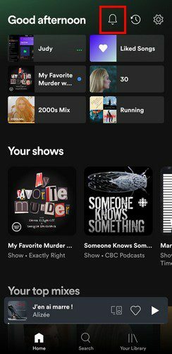 Ilmoitus uudesta sisällöstä Spotify Android