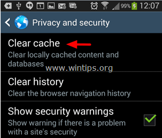 android-clear-cache. مسح ذاكرة التخزين المؤقت android